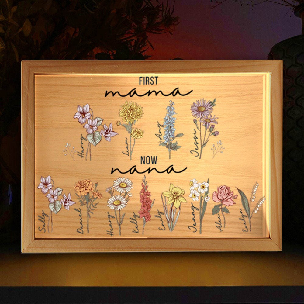 Personalized LED Grandma's Garden Sign With GrandKids Names and Birth Flowers For Mother's Day Gifts