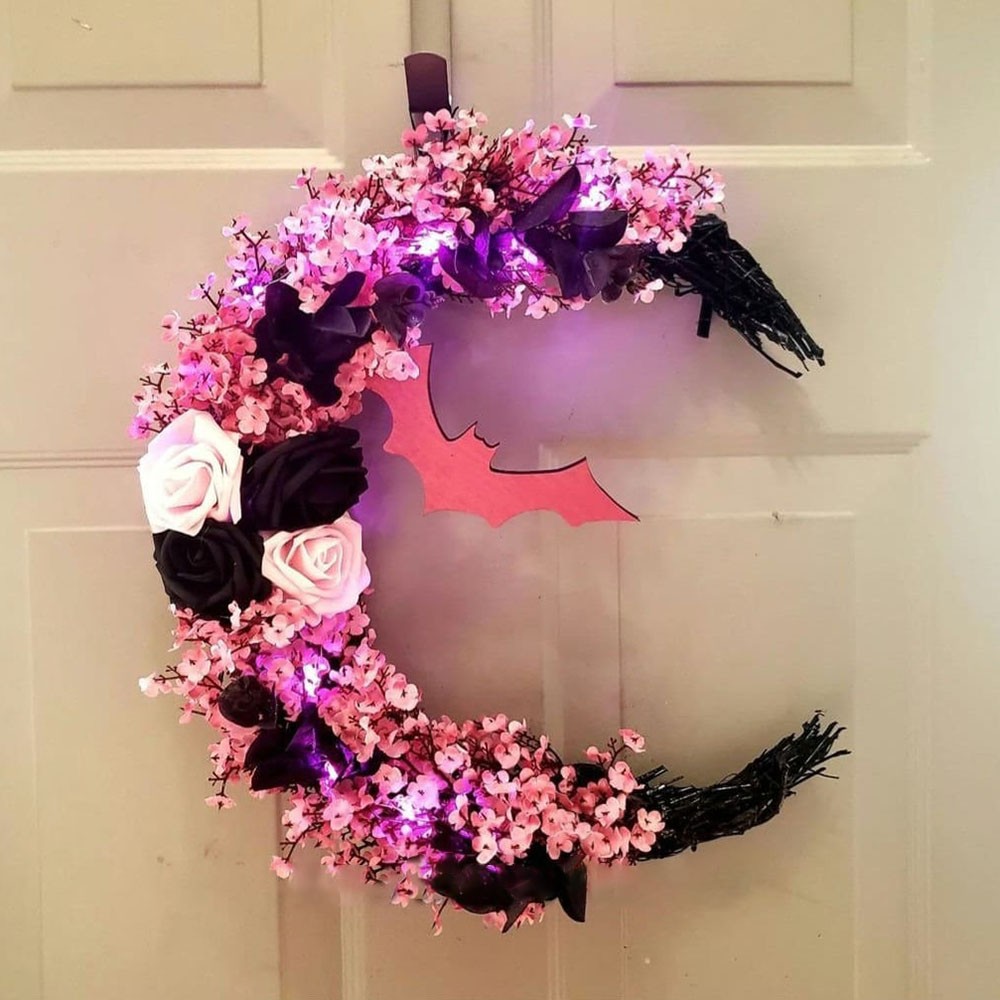 Bat Moon Wreath For Wall Decor