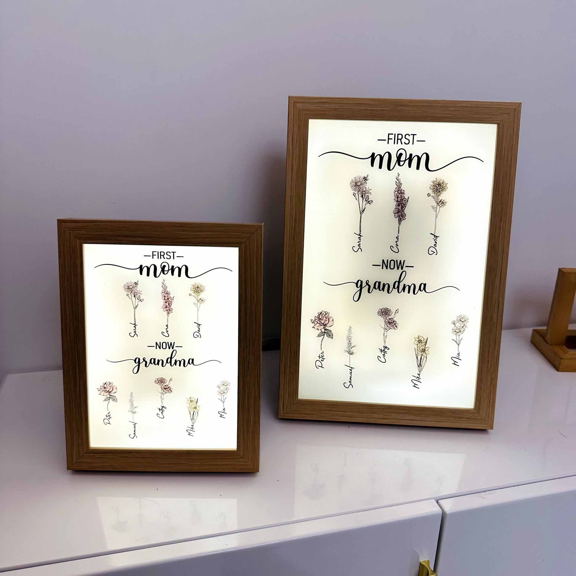 Personalized LED Grandma's Garden Sign With GrandKids Names and Birth Flowers For Mother's Day Gifts