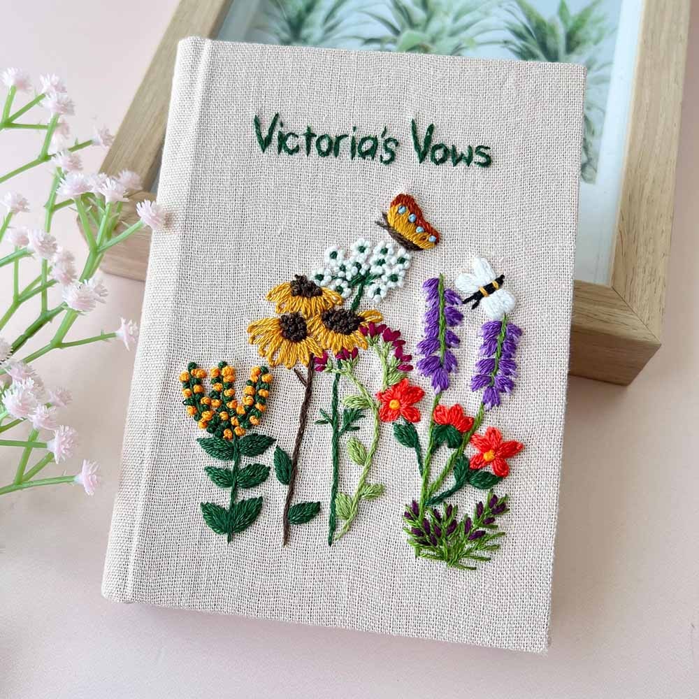 Personalized Embroidered Flower Notebook For Gift Ideas