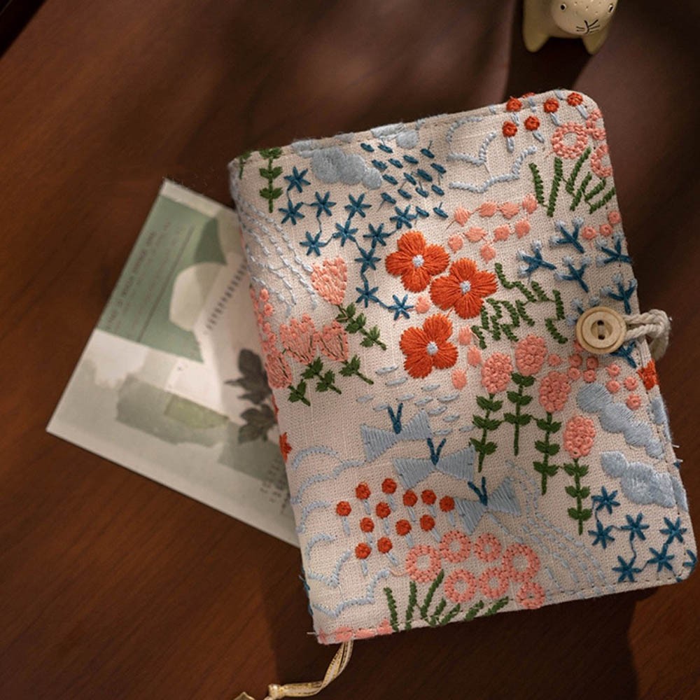 Fresh Fabric Journal with Embroidery Flower Gift For Her