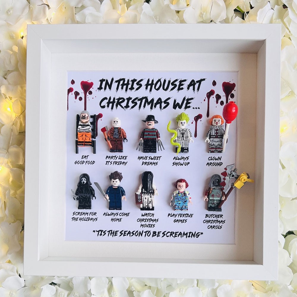 Personalized Horror Wooden Frame Sign with Tiny Figures For Halloween Gift Ideas