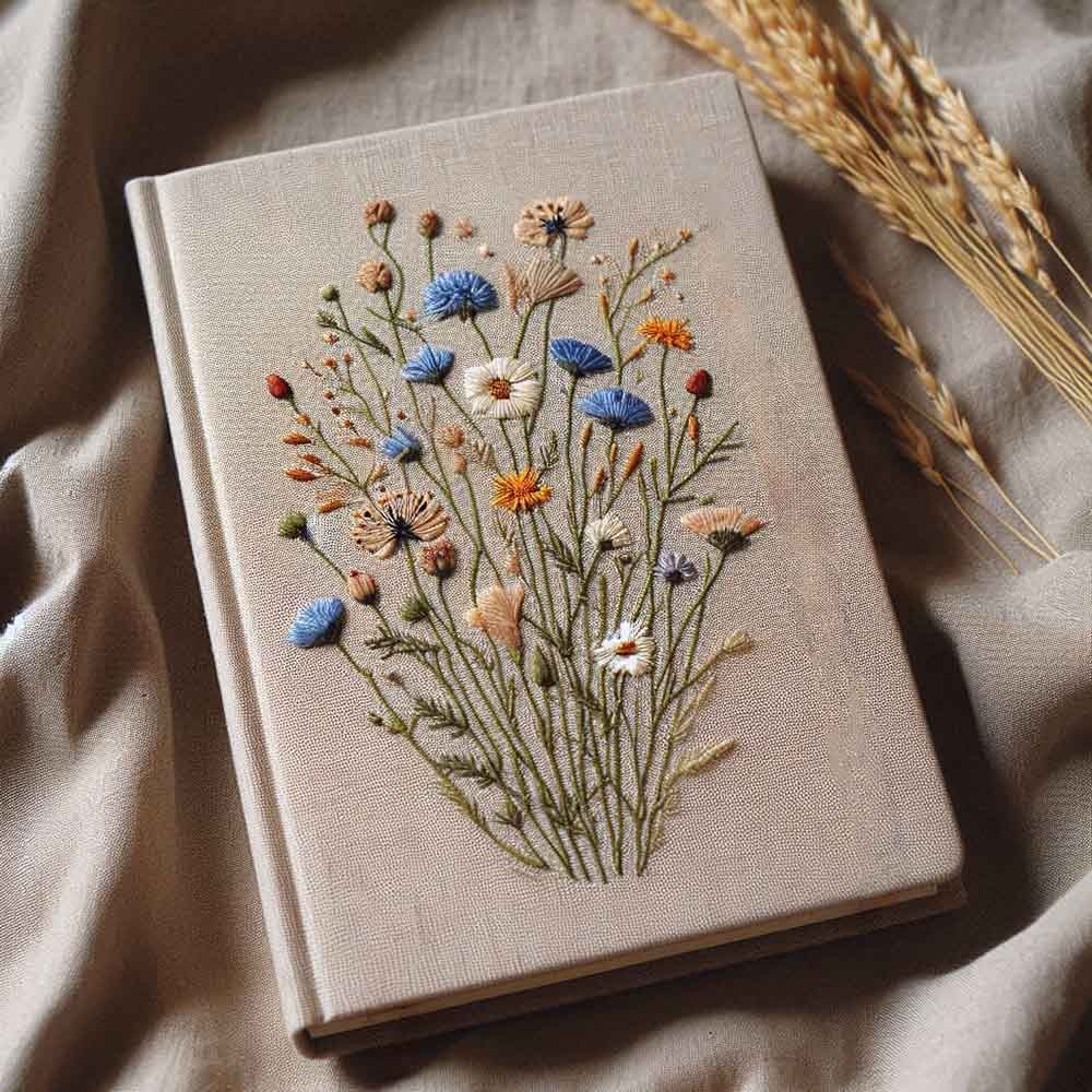 Personalized Wildflowers Embroidered Notebook Gift For Her