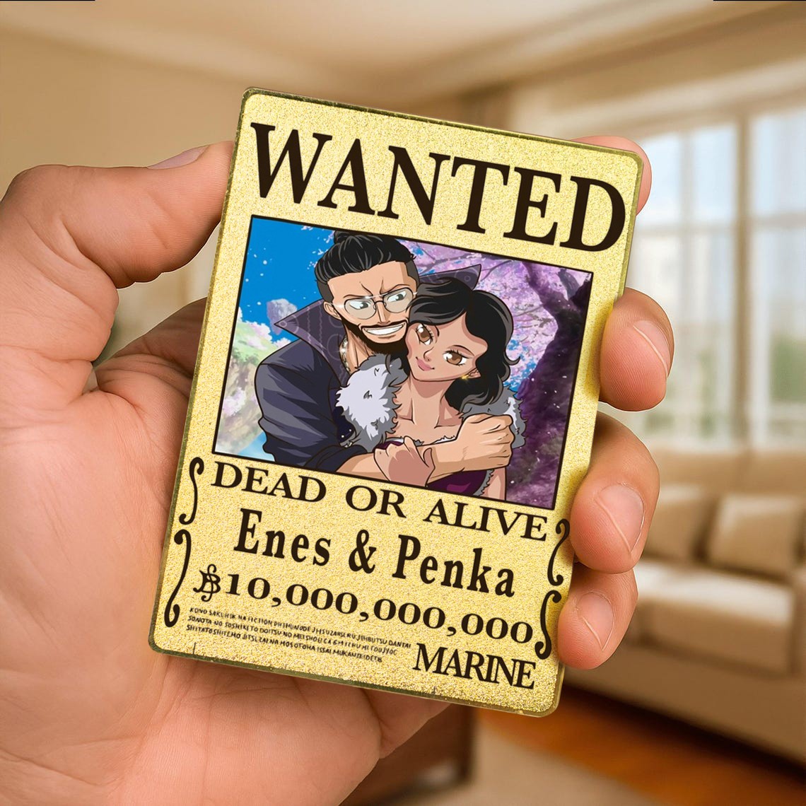 Personalized Couple Anime Portrait Photo Metal Card Valentine's Day Gift