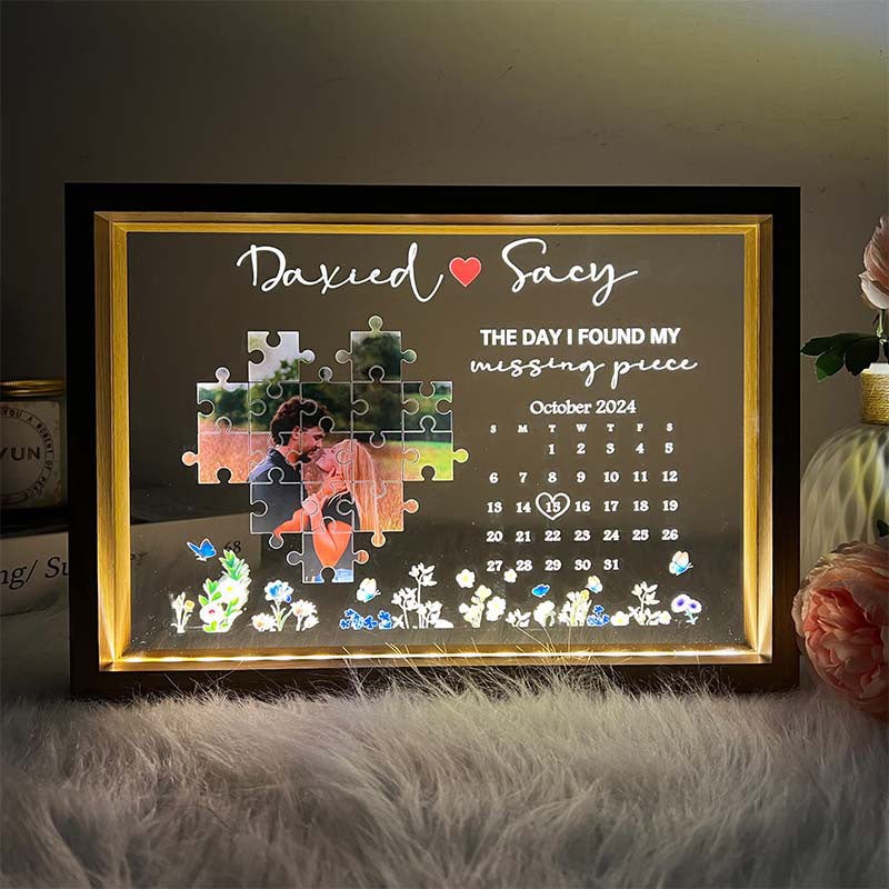 The Day I Found My Missing Piece Light Frame Personalized Valentine's Gift For Couple Best Gift For Lover