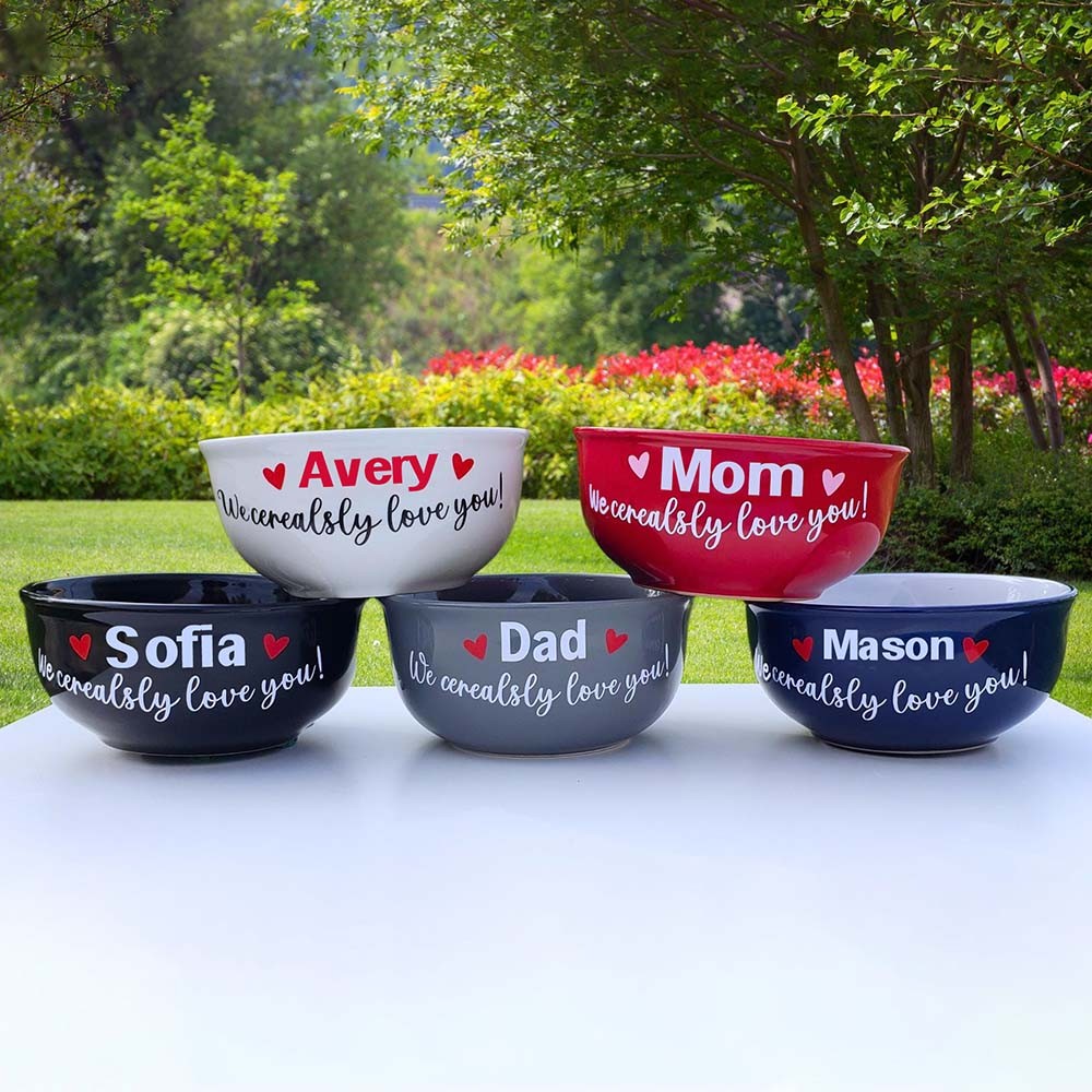 Personalized We Cerealsly Love You Cereal Bowl for Mom Grandma Dad Family Gift