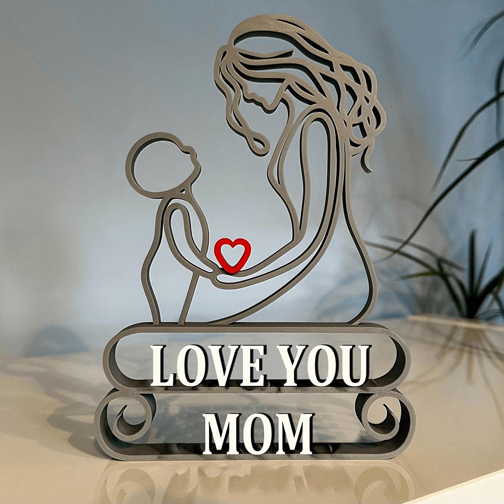 Personalized Minimalist Mom and Child Line Art Sculpture For Mother's Day Gift