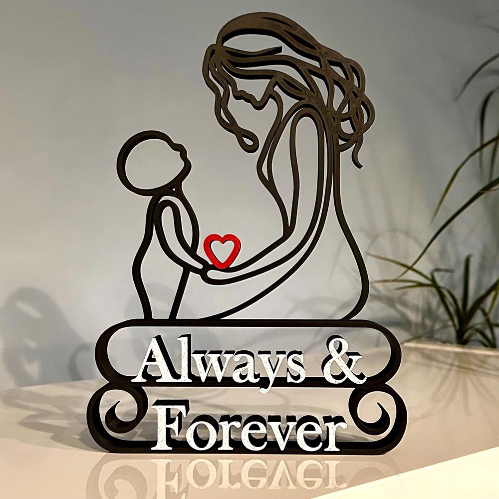 Personalized Minimalist Mom and Child Line Art Sculpture For Mother's Day Gift