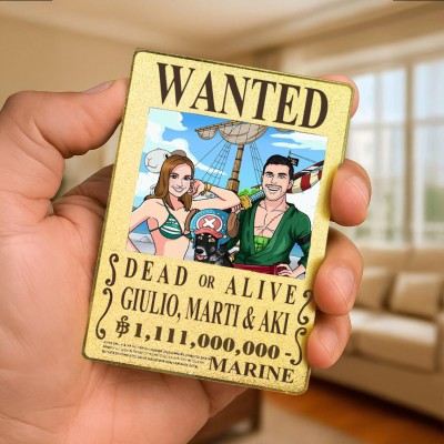 Personalized Couple Anime Portrait Photo Metal Card Valentine's Day Gift