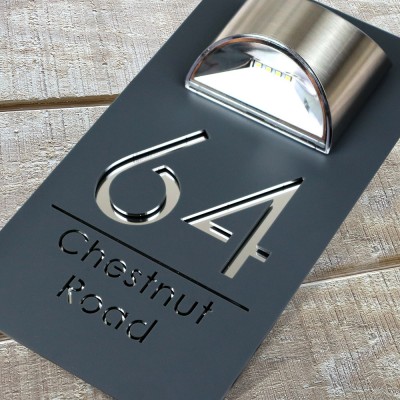 Personalized Mirror Acrylic House Sign with Solar Light and House Number For Home Decor