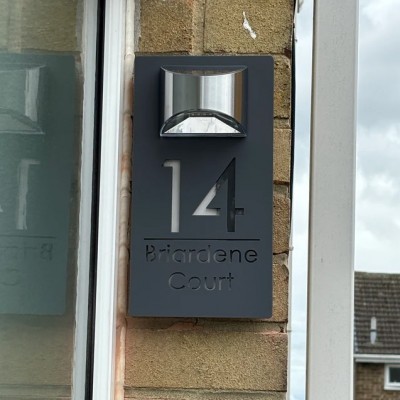 Personalized Mirror Acrylic House Sign with Solar Light and House Number For Home Decor