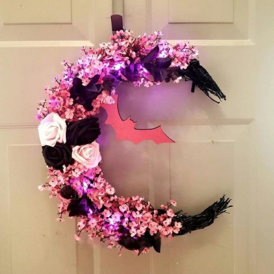 Bat Moon Wreath For Wall Decor