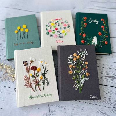 Personalized Embroidered Flower Notebook For Gift Ideas