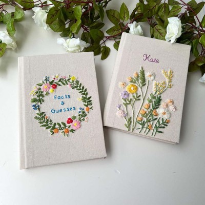 Personalized Embroidered Flower Notebook For Gift Ideas