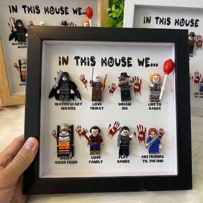 Halloween Scary Wooden Frame Sign with Tiny Figures For Gift Ideas