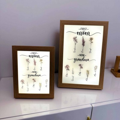 Personalized LED Grandma's Garden Sign With GrandKids Names and Birth Flowers For Mother's Day Gifts