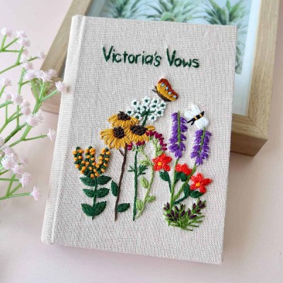Personalized Embroidered Flower Notebook For Gift Ideas