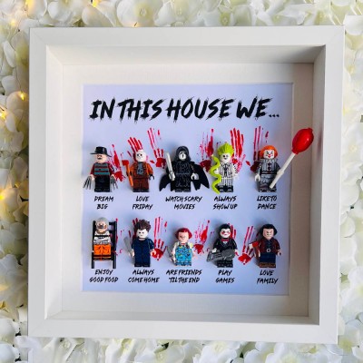 Horror Wooden Frame Sign with Tiny Figures For Halloween Gift Ideas