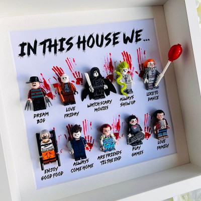 Personalized Horror Wooden Frame Sign with Tiny Figures For Halloween Gift Ideas