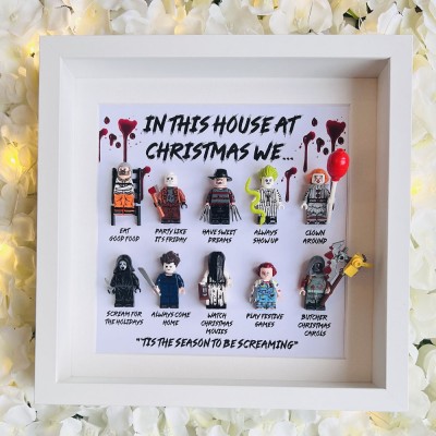 Personalized Horror Wooden Frame Sign with Tiny Figures For Halloween Gift Ideas