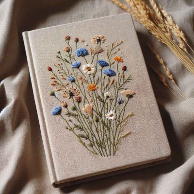 Personalized Wildflowers Embroidered Notebook Gift For Her