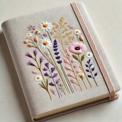 Personalized Wildflowers Embroidered Notebook Gift For Her