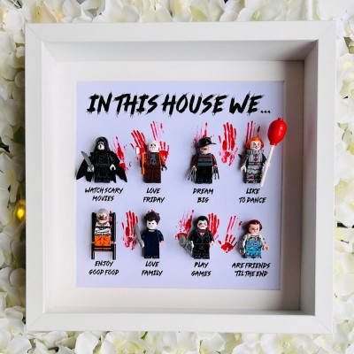 Horror Wooden Frame Sign with Tiny Figures For Halloween Gift Ideas