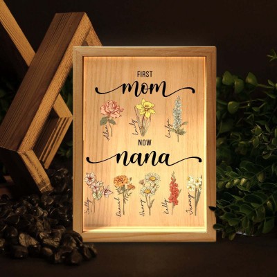 Personalized LED Grandma's Garden Sign With GrandKids Names and Birth Flowers For Mother's Day Gifts
