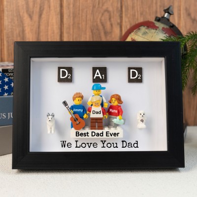 Personalized Tiny Figure With Frame and Brick For Dad Father's Day Gift Ideas