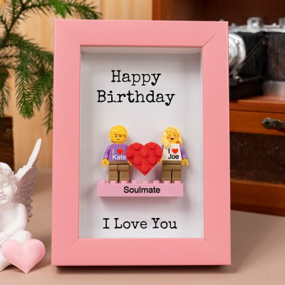Personalized Tiny Figure With Frame and Brick For Couple Anniversary Birthday Day Gift
