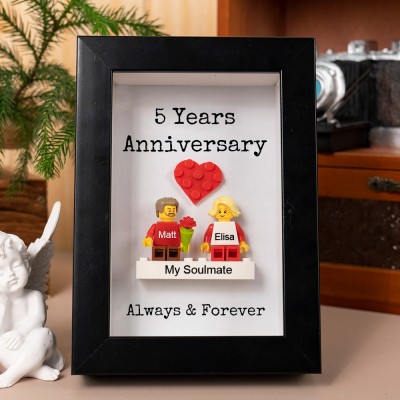 Personalized Tiny Figure With Frame and Brick For Couple Anniversary Birthday Day Gift