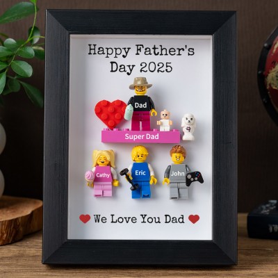Personalized Tiny Figure With Frame and Brick For Dad Father's Day Gift Ideas
