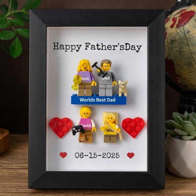 Personalized Tiny Figure With Frame and Brick For Dad Father's Day Gift Ideas
