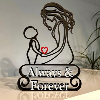 Personalized Minimalist Mom and Child Line Art Sculpture For Mother's Day Gift