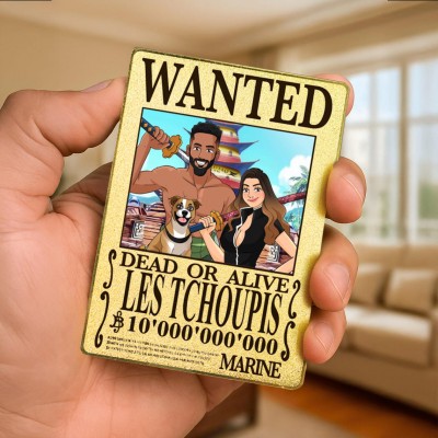 Personalized Couple Anime Portrait Photo Metal Card Valentine's Day Gift