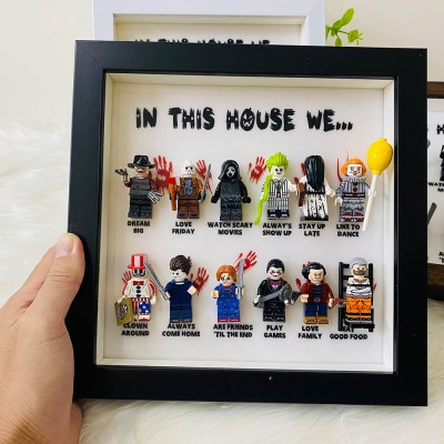 Halloween Scary Wooden Frame Sign with Tiny Figures For Gift Ideas