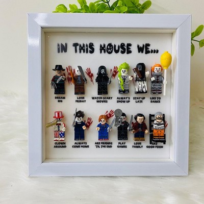 Halloween Scary Wooden Frame Sign with Tiny Figures For Gift Ideas