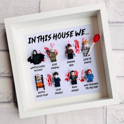 Personalized Horror Wooden Frame Sign with Tiny Figures For Halloween Gift Ideas