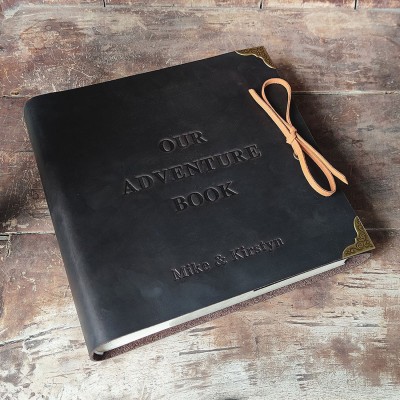 Personalized Genuine Leather Photo Album Our Adventure Book Valentine's Day Anniversary Gift For Couple