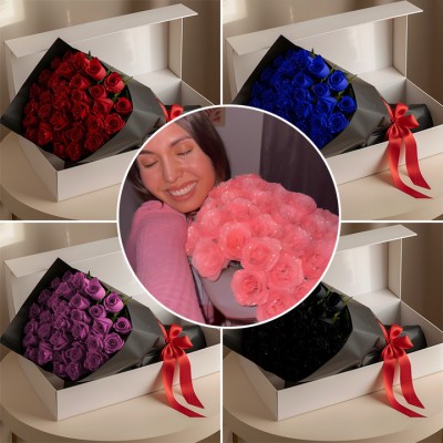 Glitter Rose Bouquet Valentines Gift For Lover