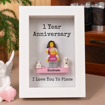 Personalized Tiny Figure With Frame and Brick For Couple Anniversary Birthday Day Gift