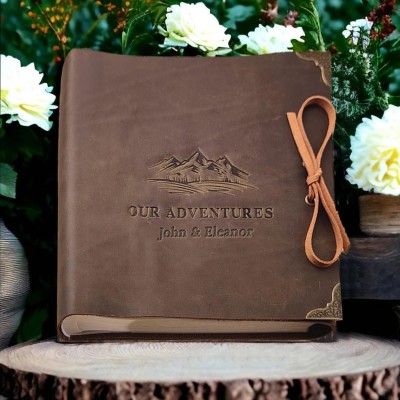 Personalized Genuine Leather Photo Album Our Adventure Book Valentine's Day Anniversary Gift