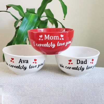 Personalized We Cerealsly Love You Cereal Bowl for Mom Grandma Dad Family Gift