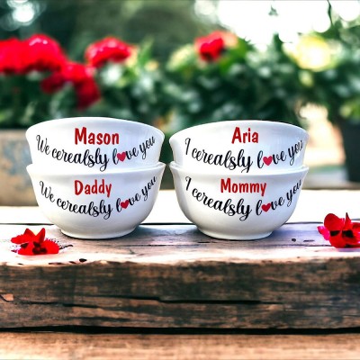 Personalized We Cerealsly Love You Cereal Bowl for Mom Grandma Dad Family Gift