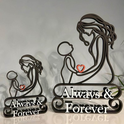 Personalized Minimalist Mom and Child Line Art Sculpture For Mother's Day Gift